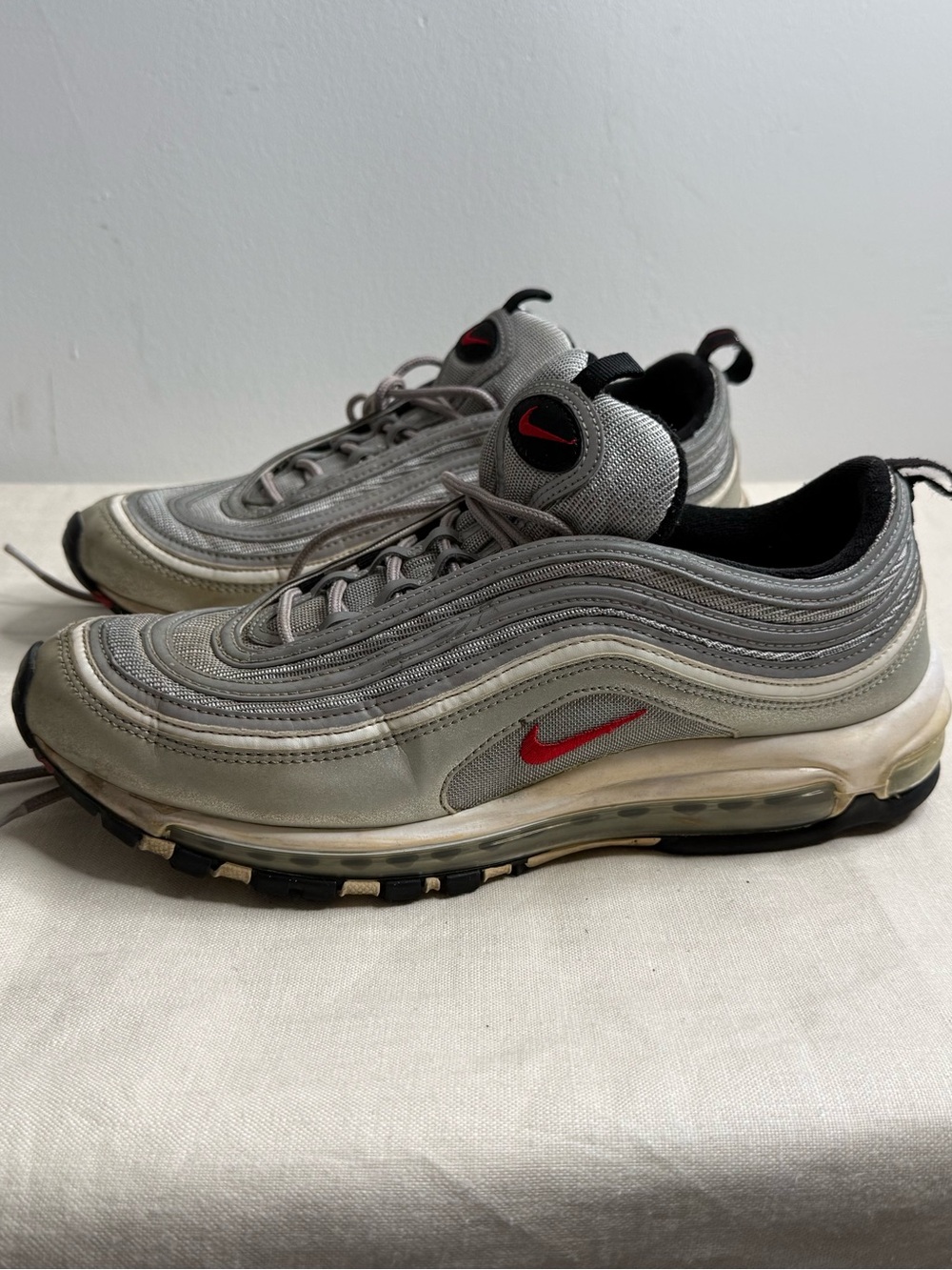 Mens Running Nike Air Max 97 Gray Red Full Length Air, Size US 12